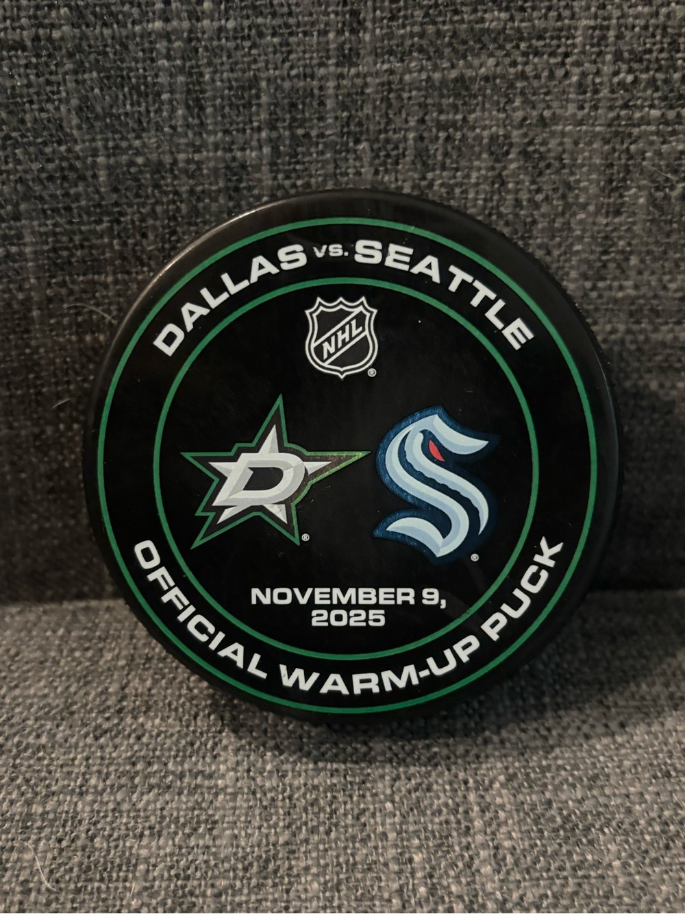 Dallas Stars vs Seattle Kraken NHL Warm Up Puck 11/9/2025
